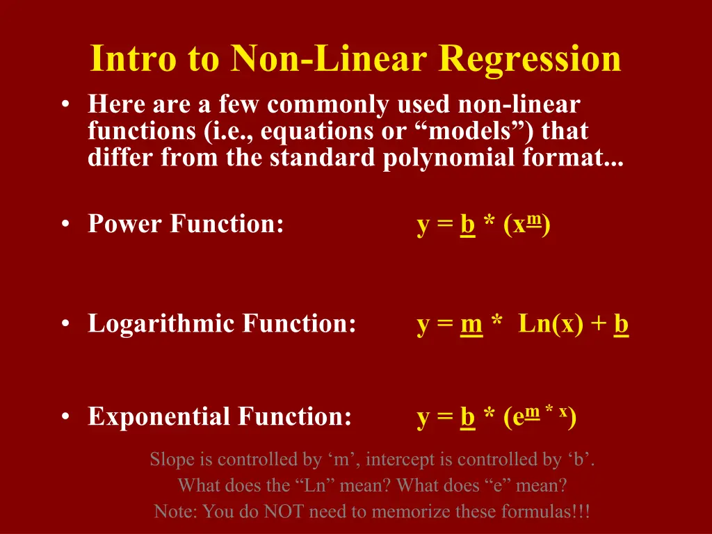 intro to non linear regression here