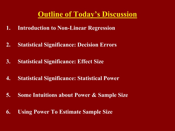 outline of today s discussion