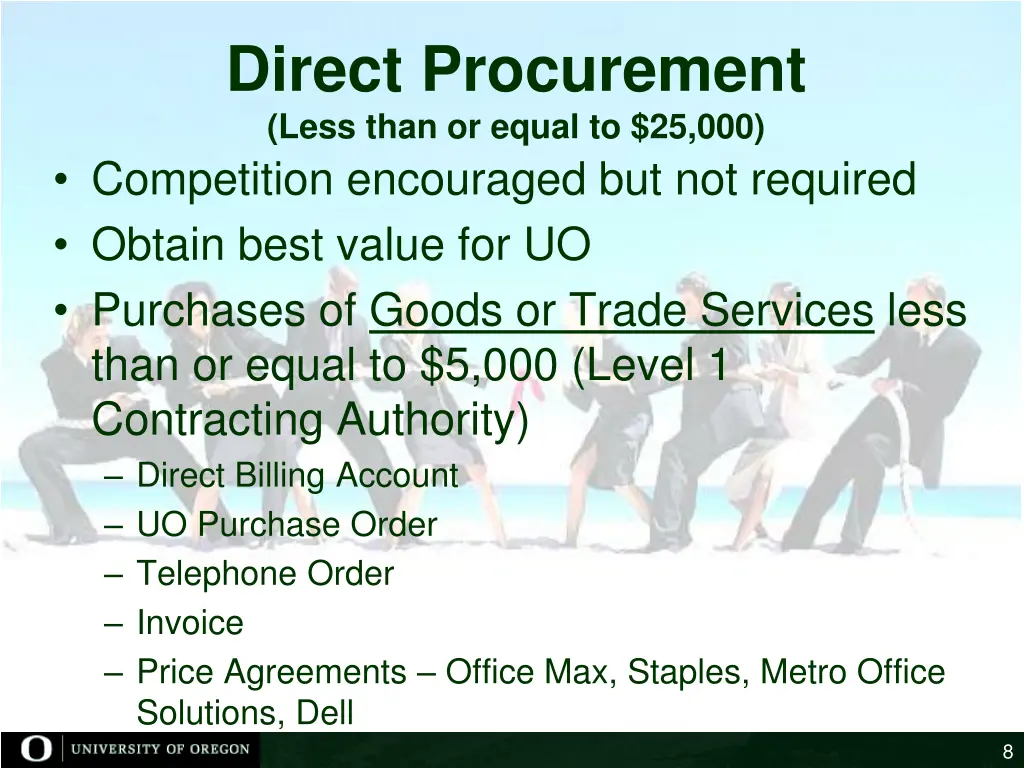 direct procurement less than or equal