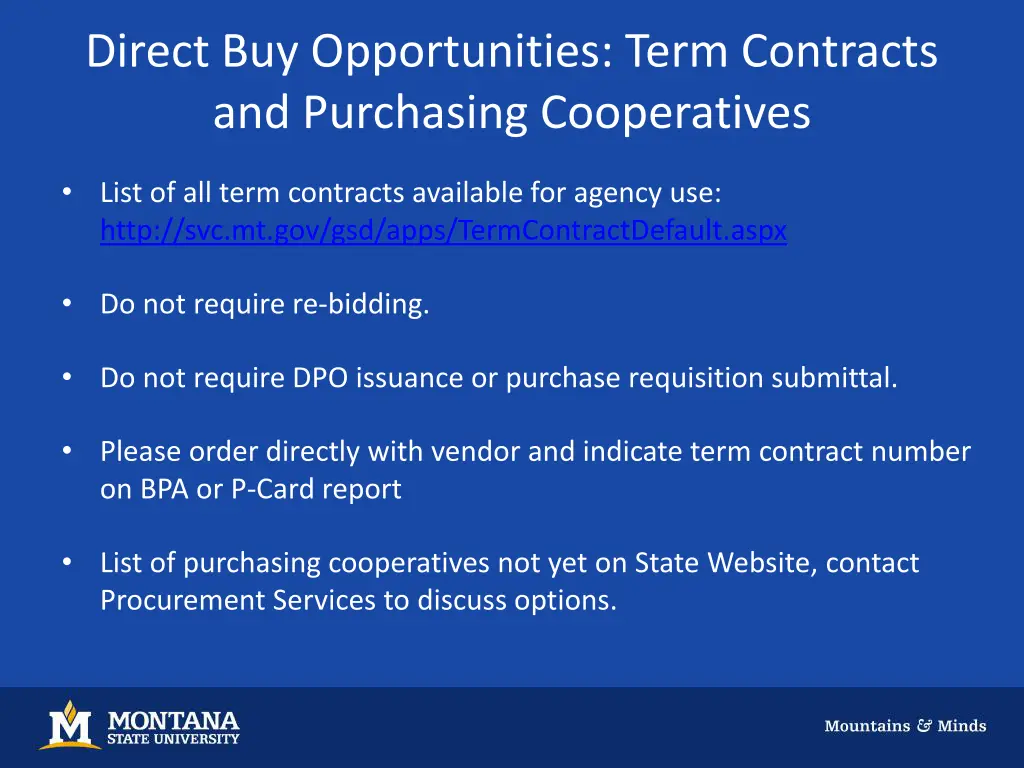 direct buy opportunities term contracts