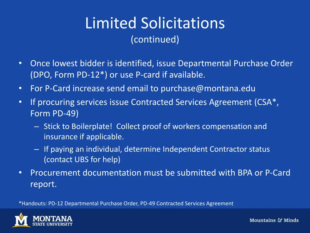 limited solicitations continued