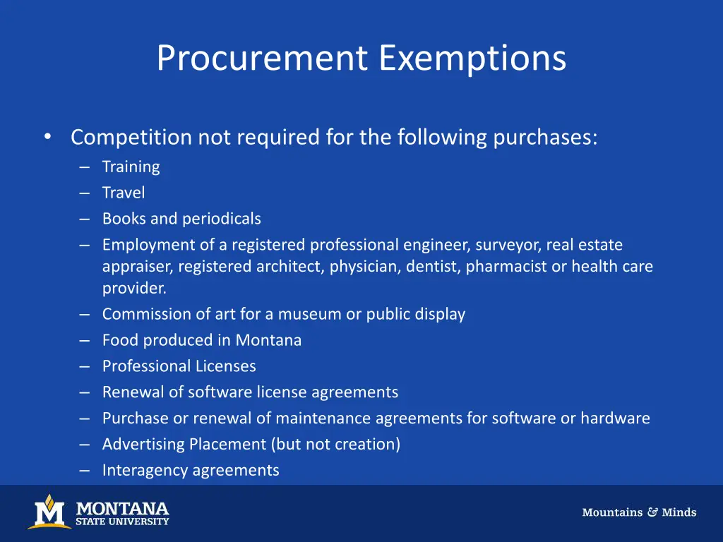 procurement exemptions