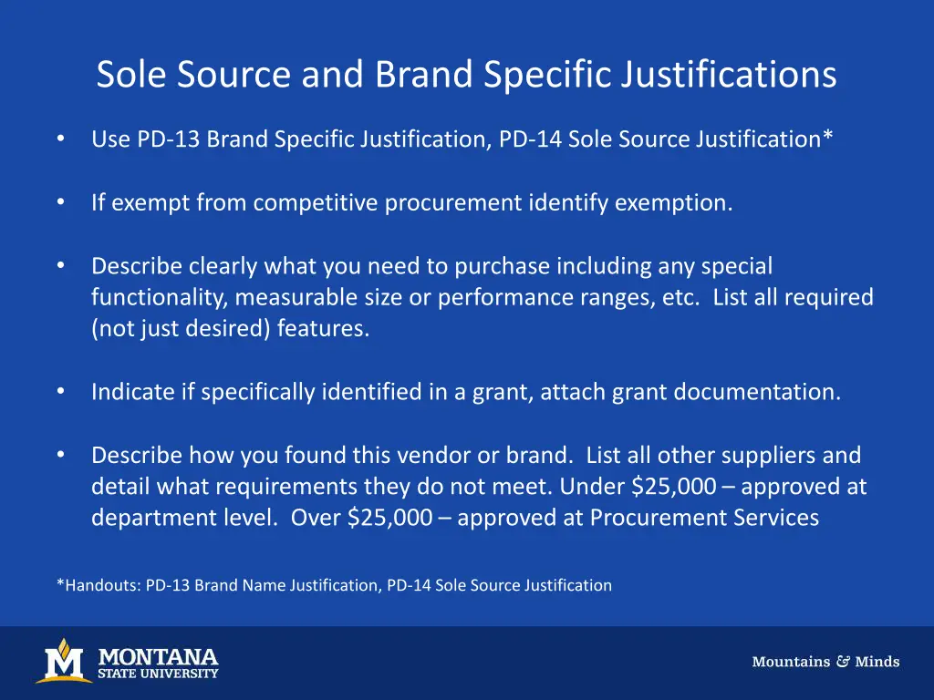 sole source and brand specific justifications