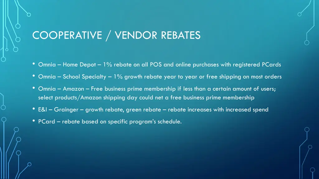 cooperative vendor rebates