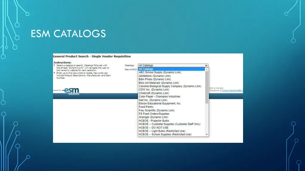 esm catalogs