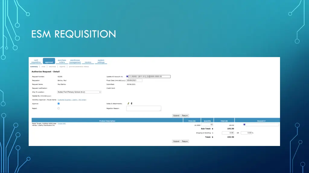 esm requisition