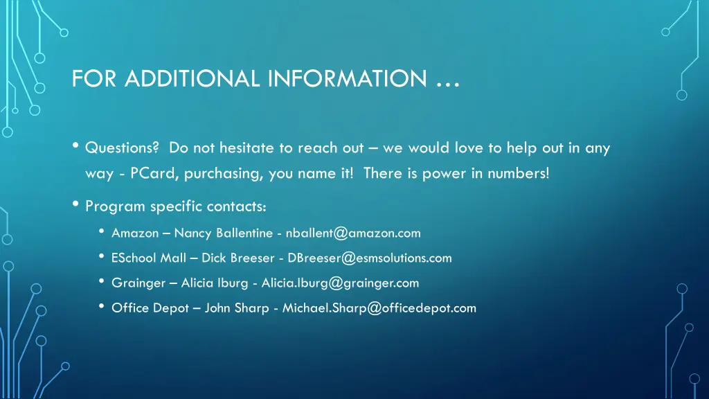 for additional information