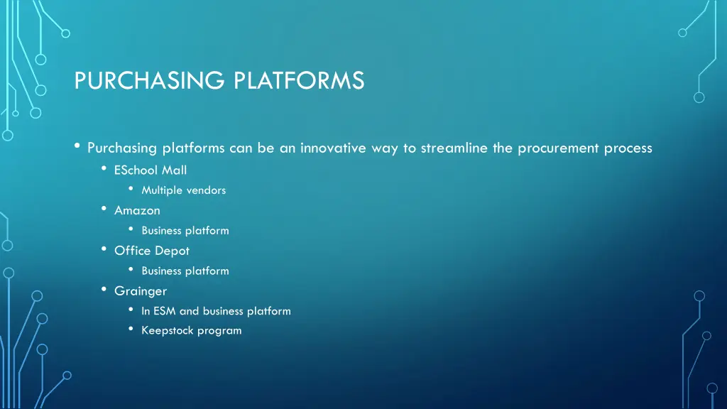 purchasing platforms