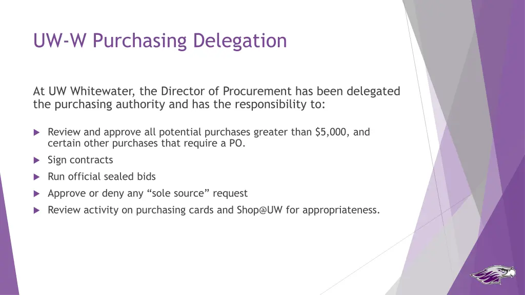 uw w purchasing delegation