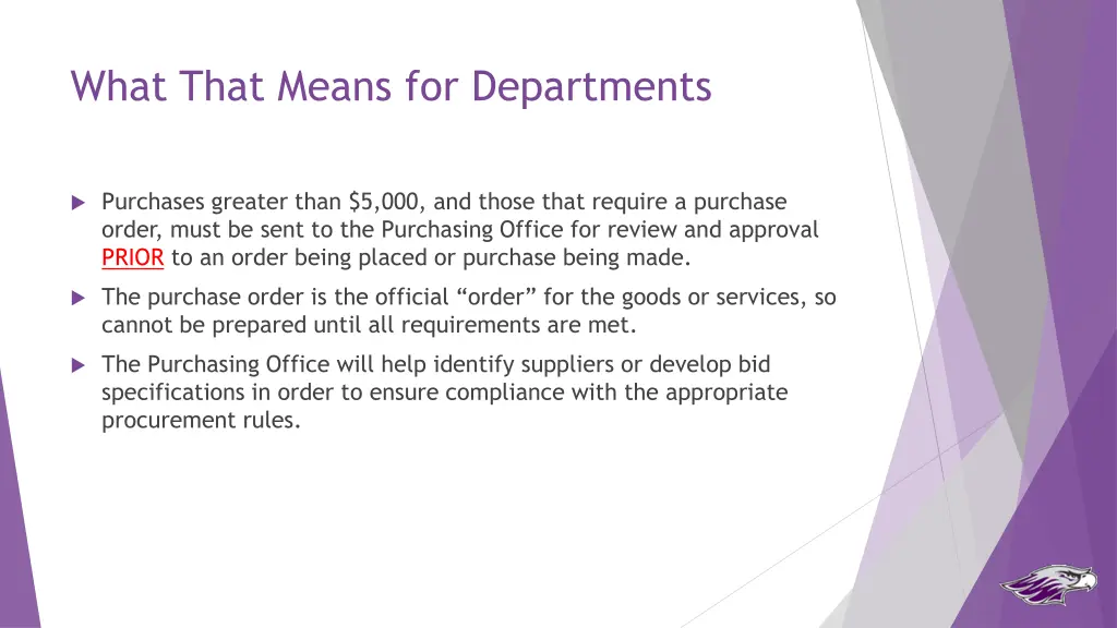 what that means for departments