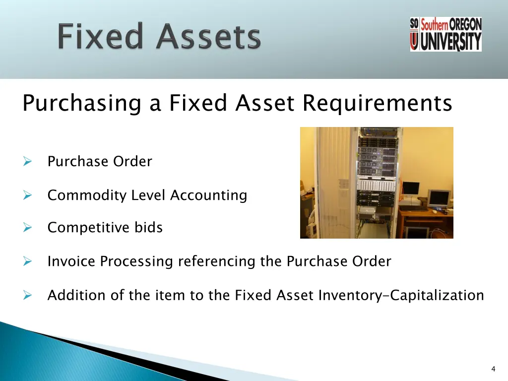 purchasing a fixed asset requirements