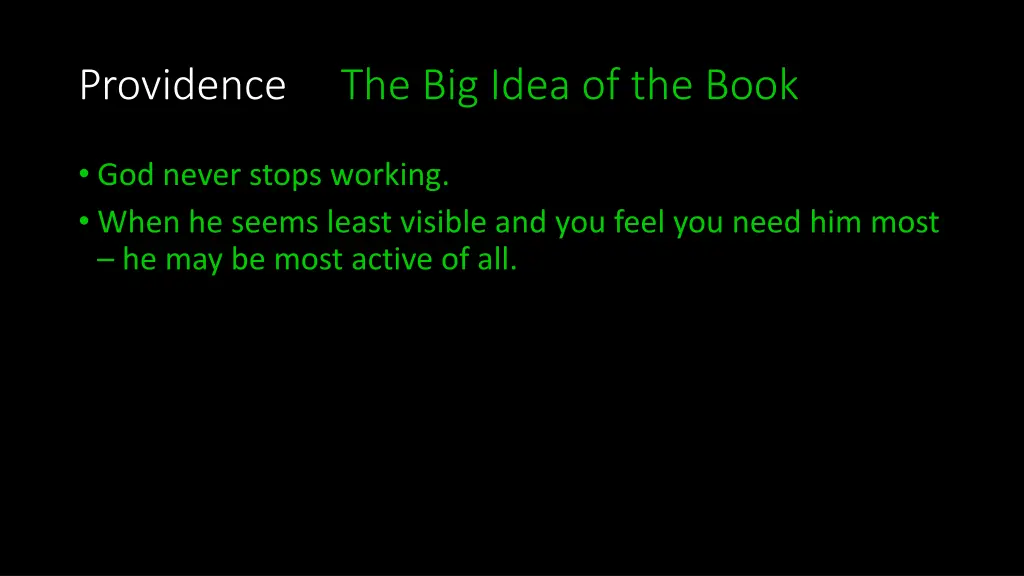 providence the big idea of the book 1