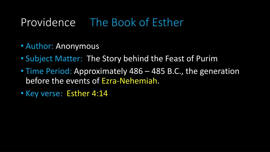 providence the book of esther 2