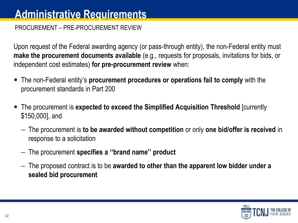administrative requirements procurement 1
