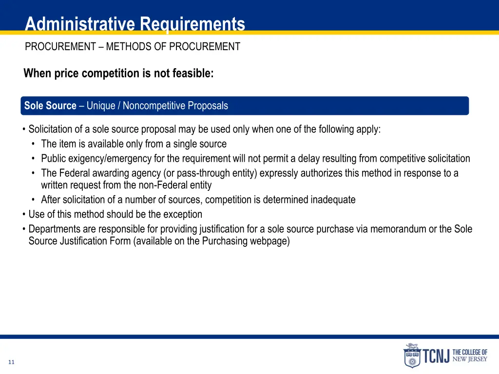 administrative requirements procurement methods 2
