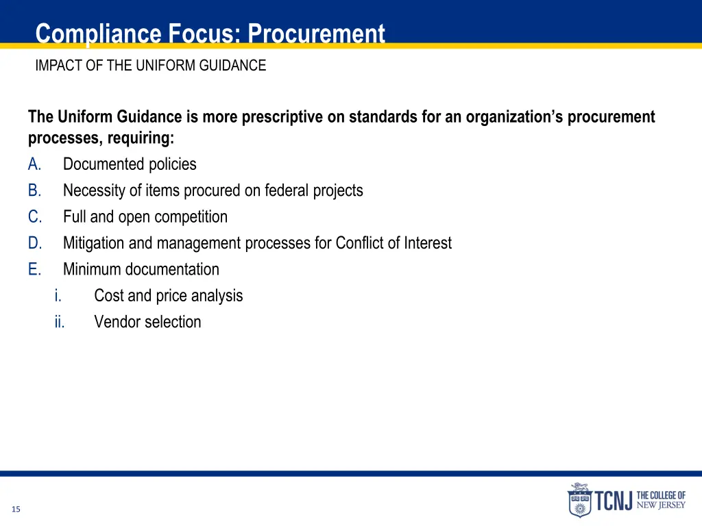 compliance focus procurement impact