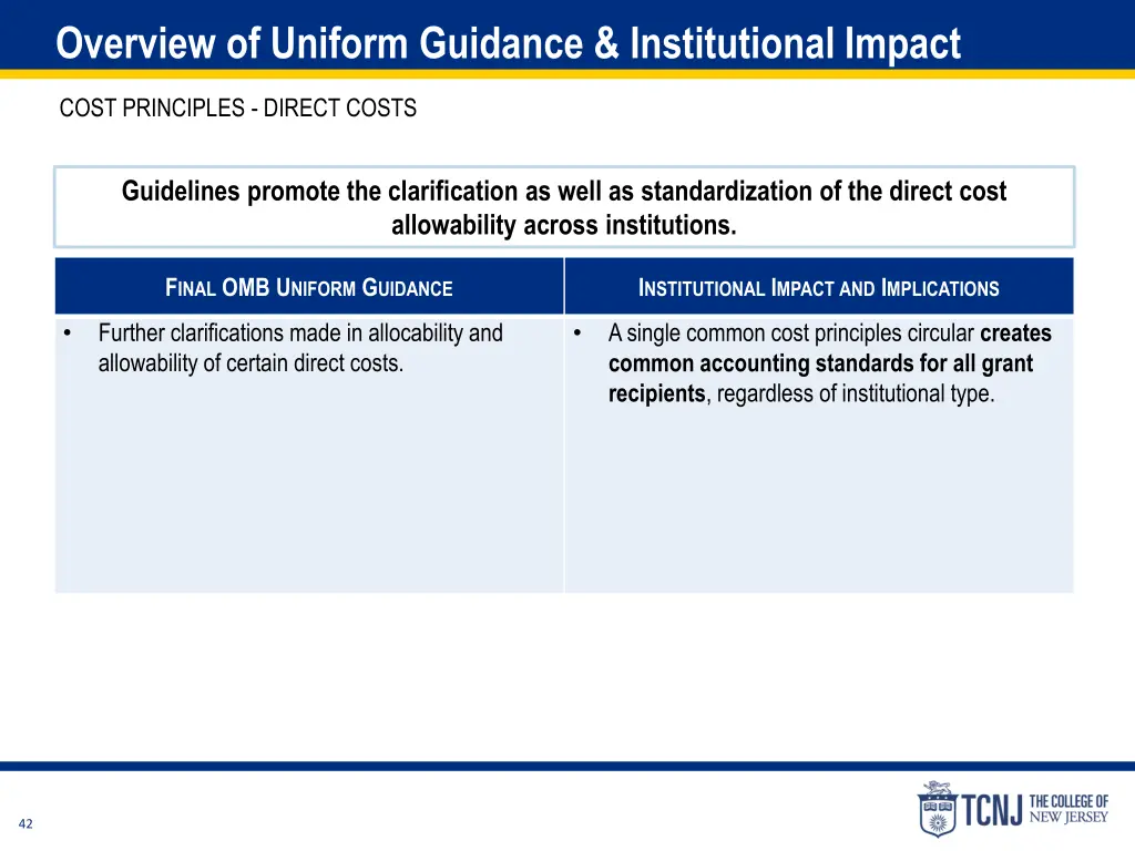 overview of uniform guidance institutional impact 2