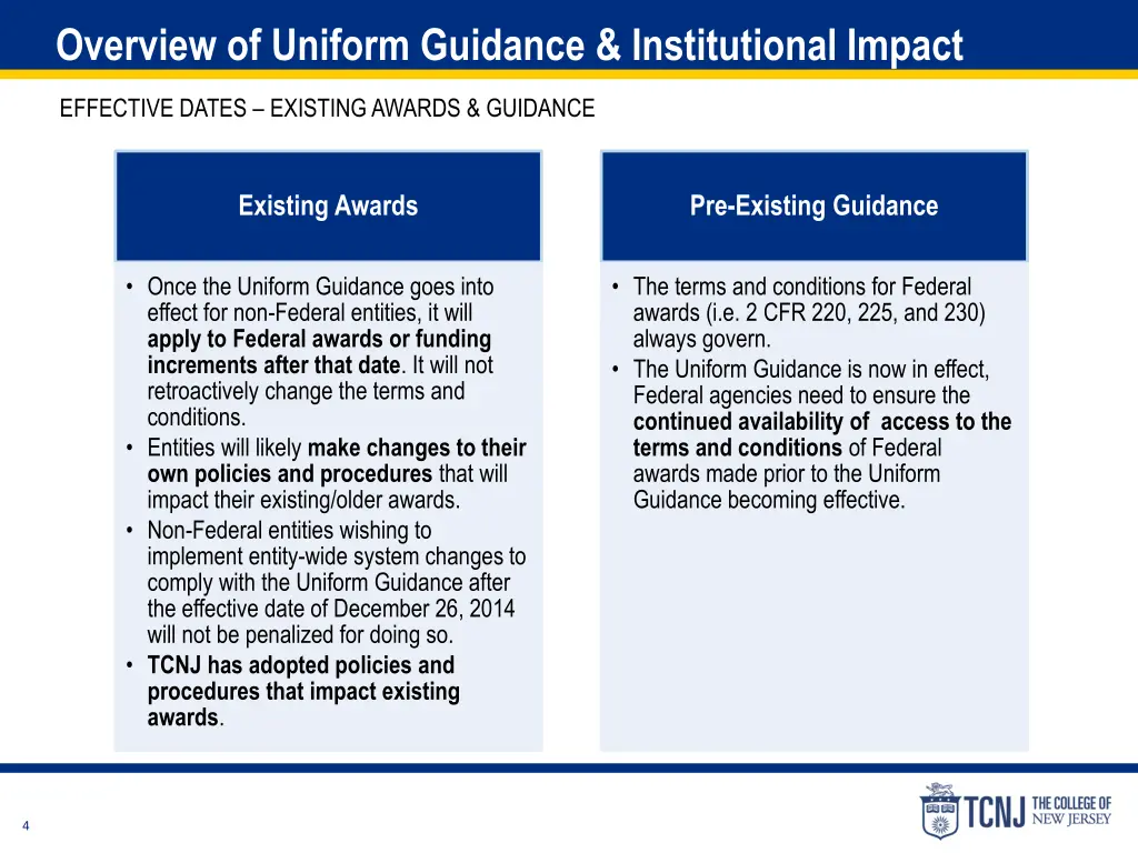 overview of uniform guidance institutional impact