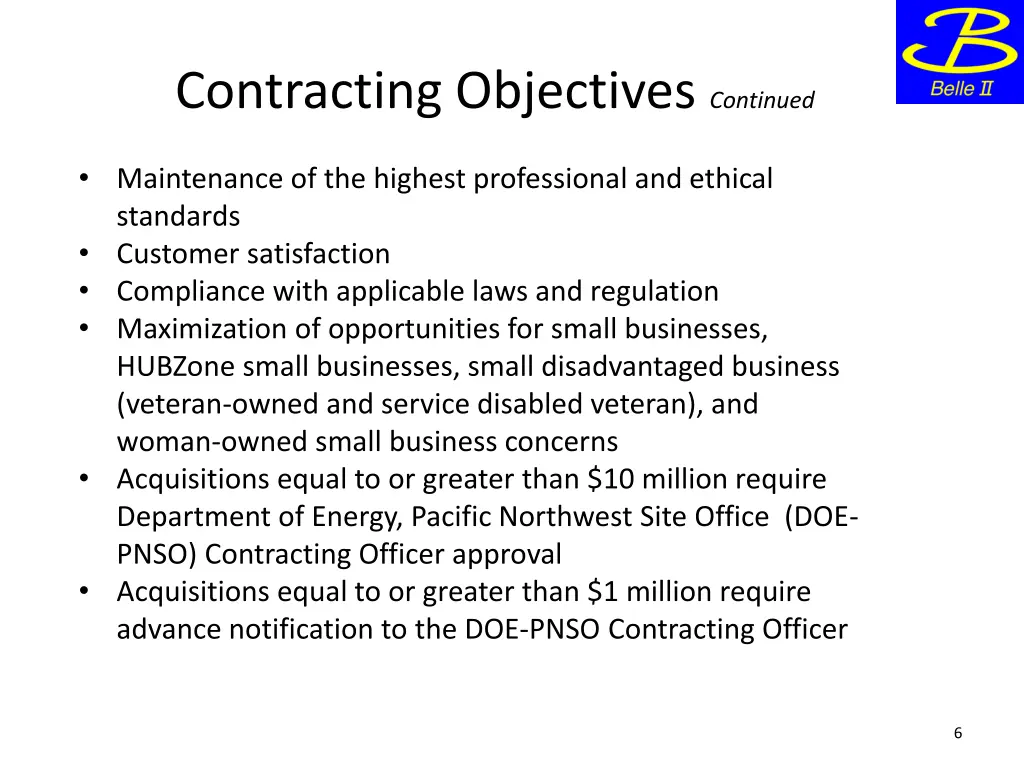 contracting objectives continued