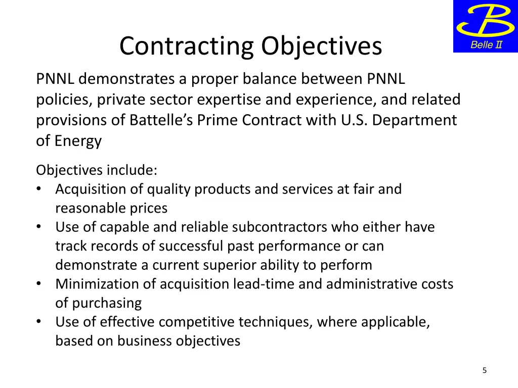 contracting objectives