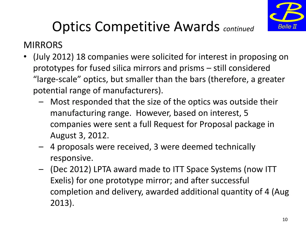 optics competitive awards continued