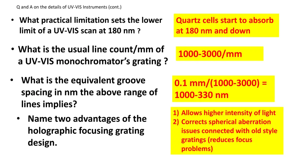 q and a on the details of uv vis instruments cont 2