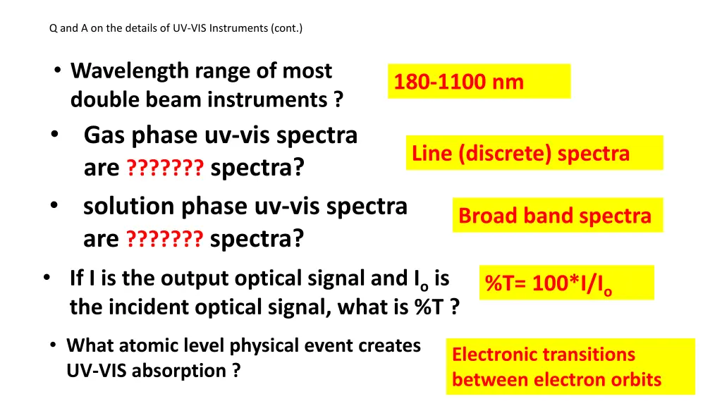q and a on the details of uv vis instruments cont 3