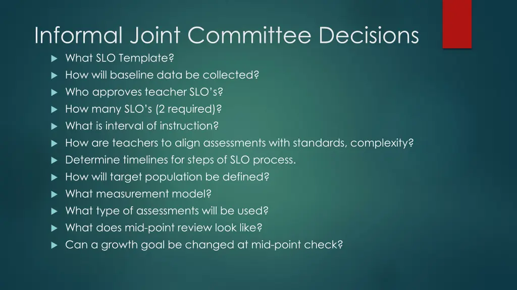 informal joint committee decisions what