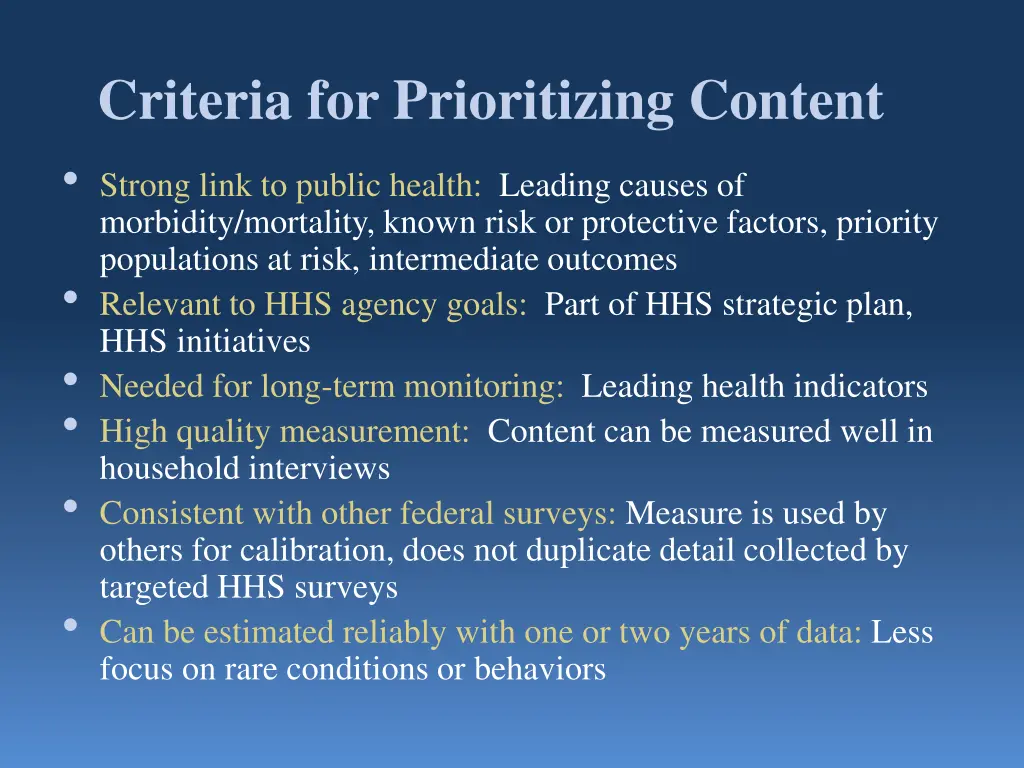 criteria for prioritizing content