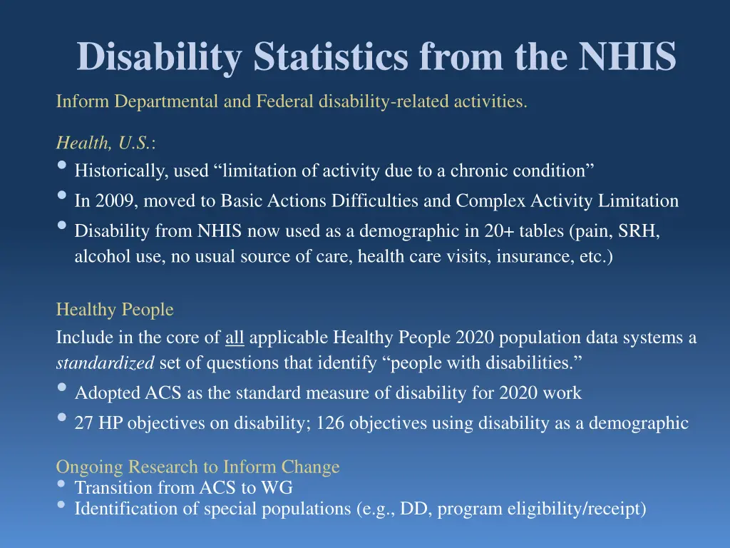 disability statistics from the nhis