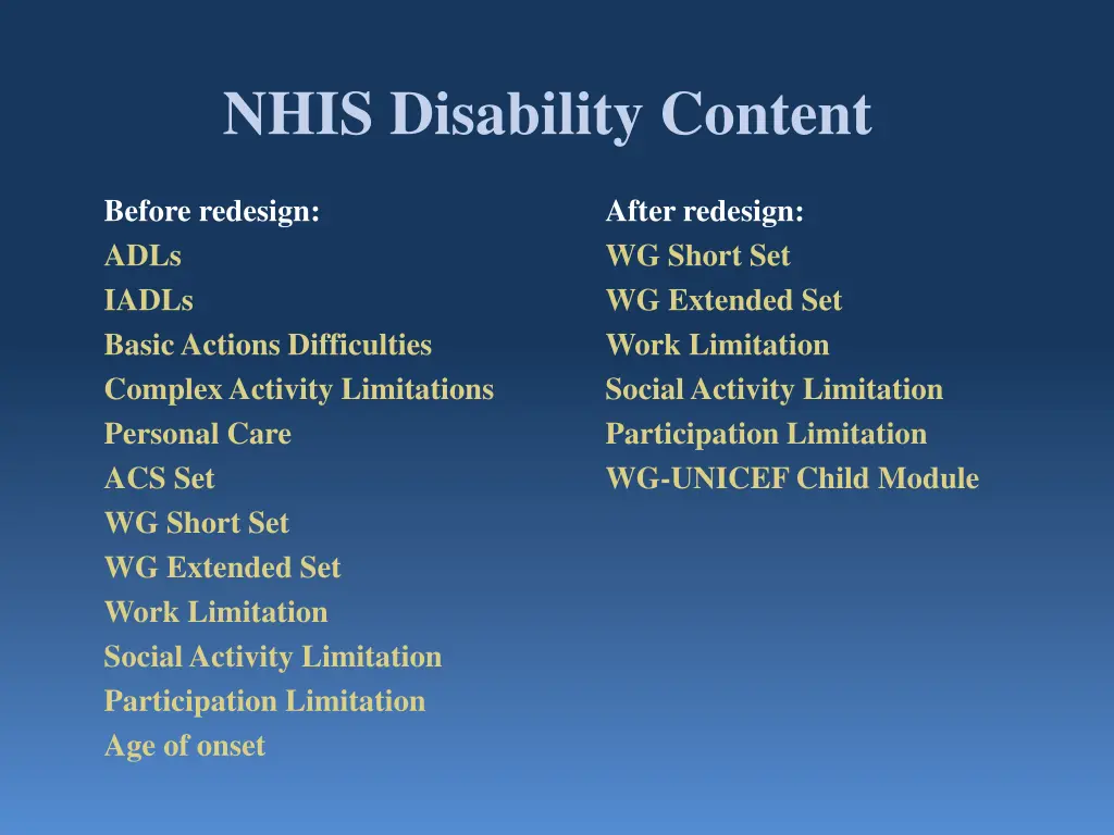nhis disability content