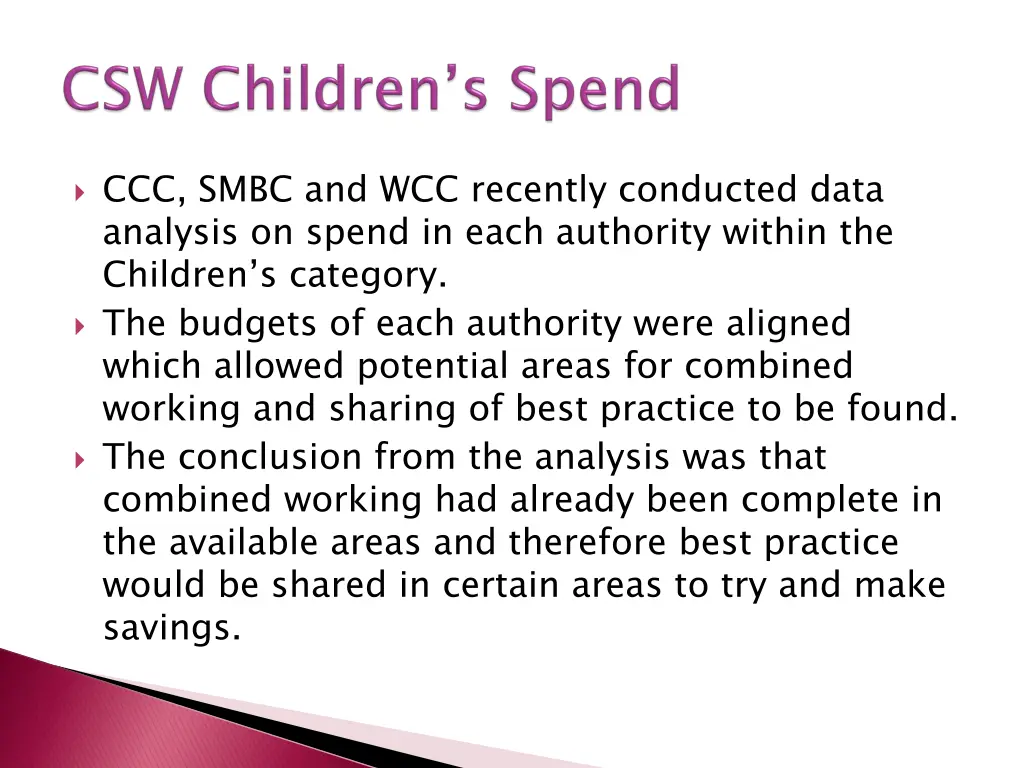 ccc smbc and wcc recently conducted data analysis