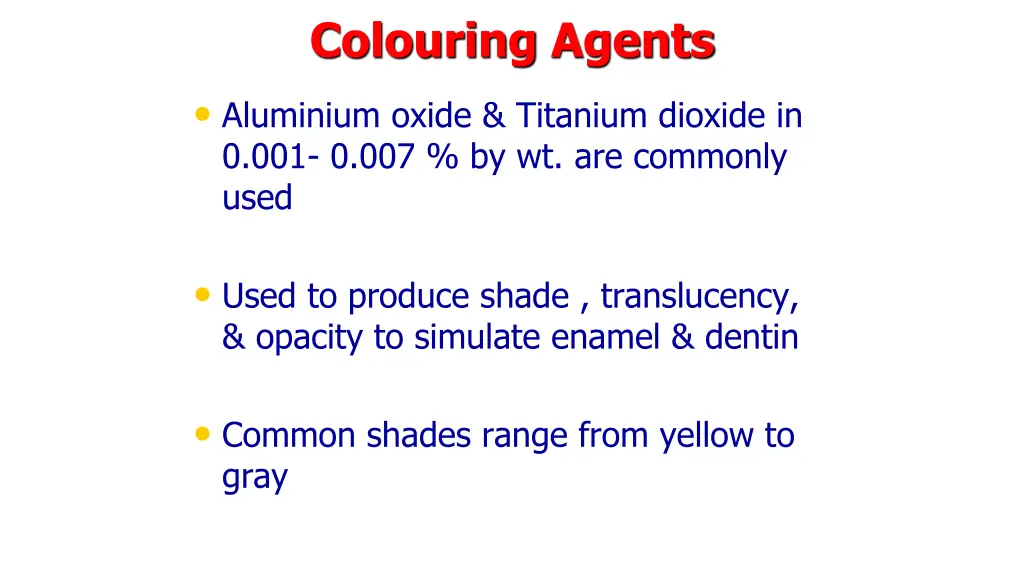 colouring agents aluminium oxide titanium dioxide