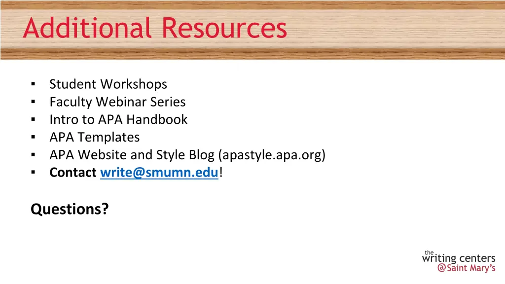 additional resources