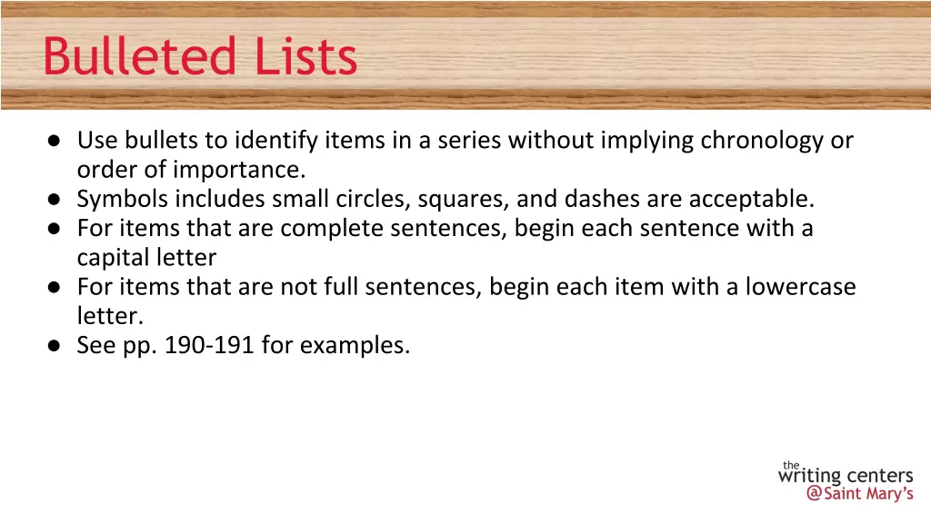 bulleted lists
