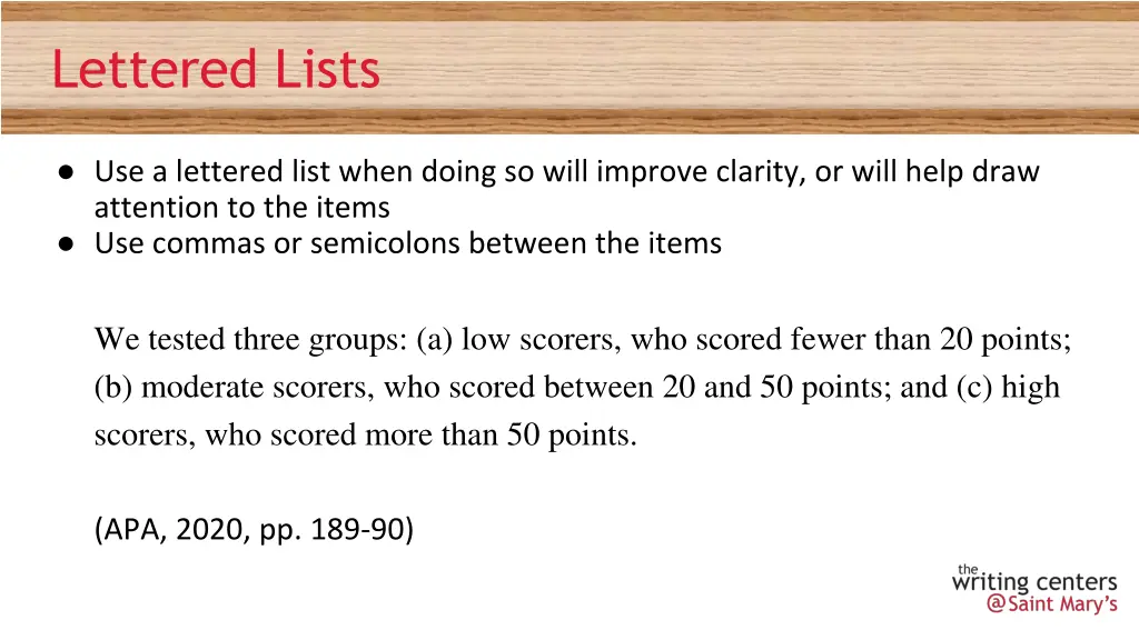 lettered lists