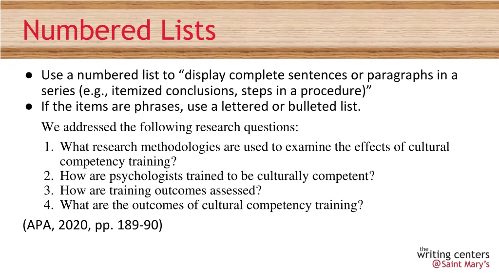 numbered lists