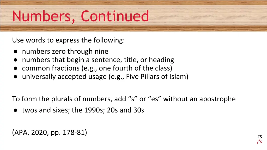 numbers continued