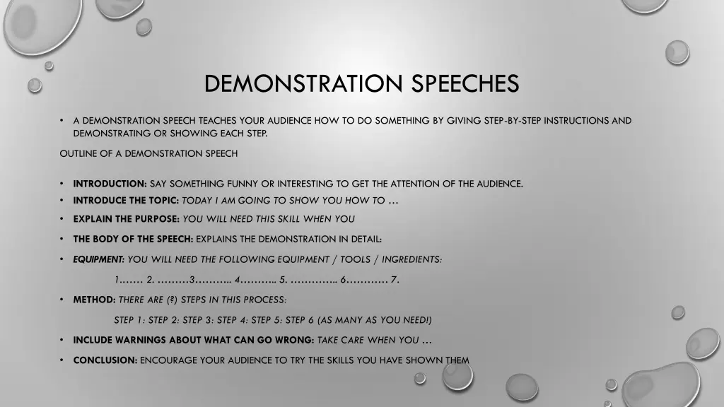 demonstration speeches