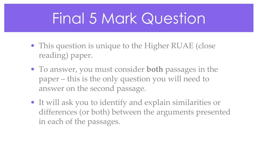 final 5 mark question