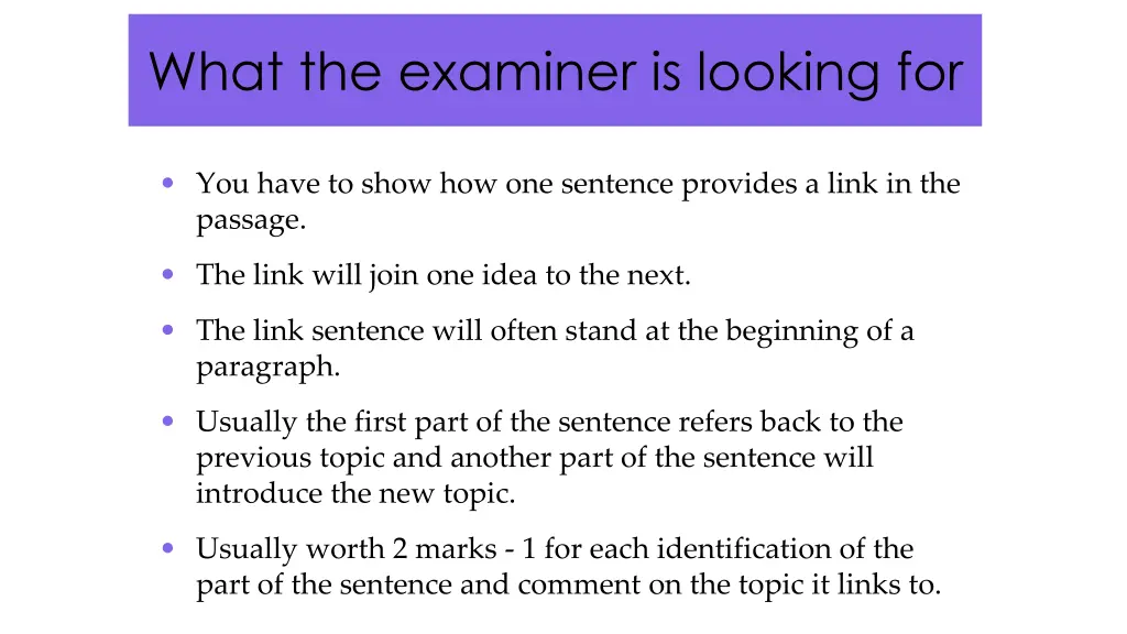 what the examiner is looking for 2