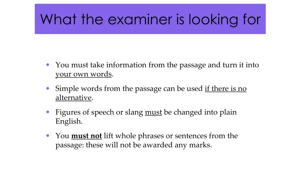 what the examiner is looking for