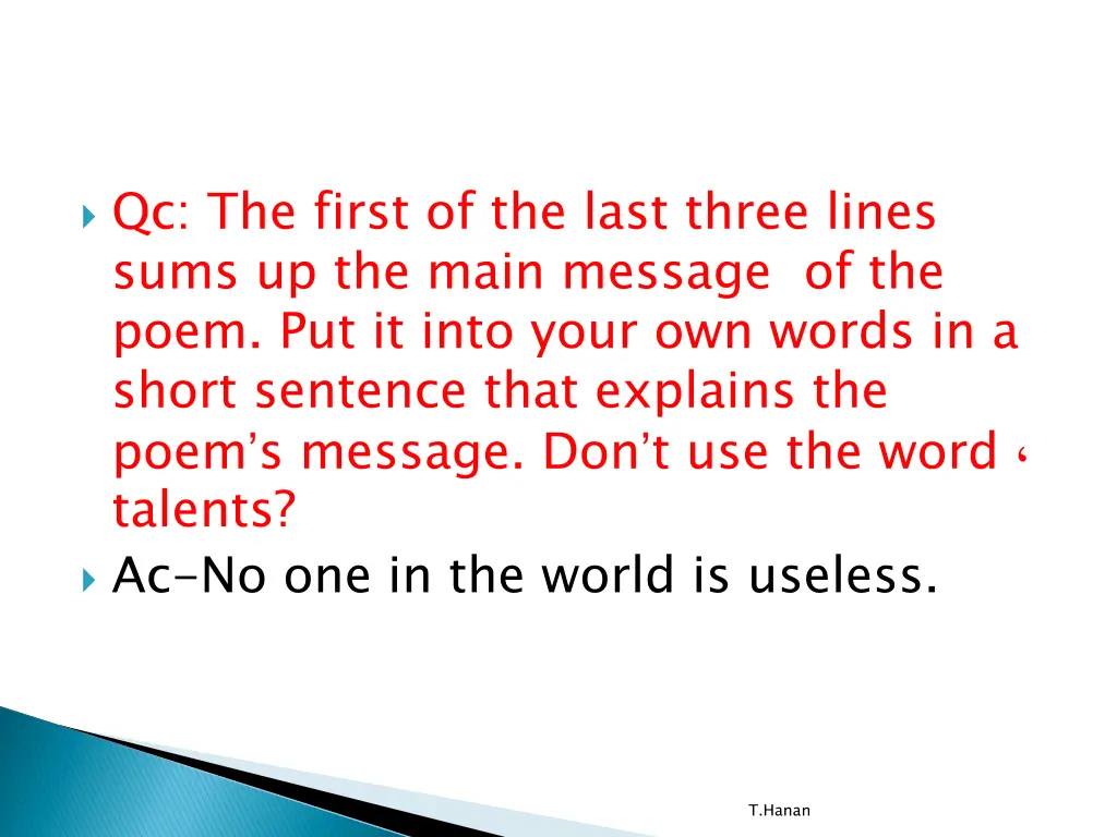 qc the first of the last three lines sums