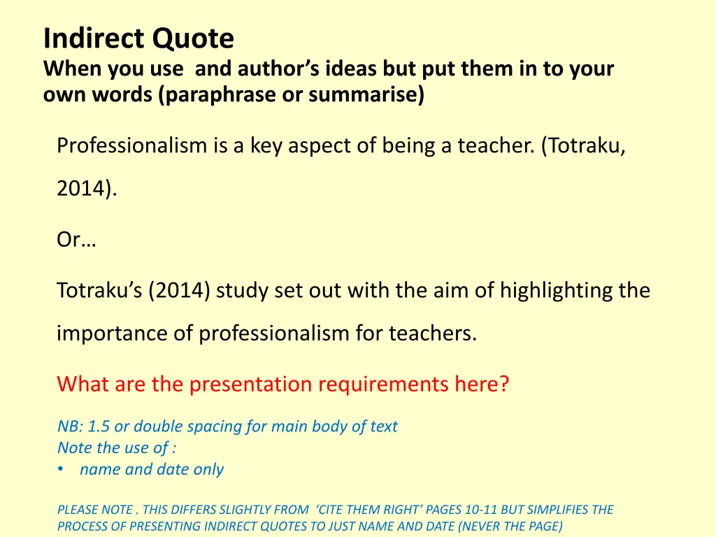 indirect quote when you use and author s ideas