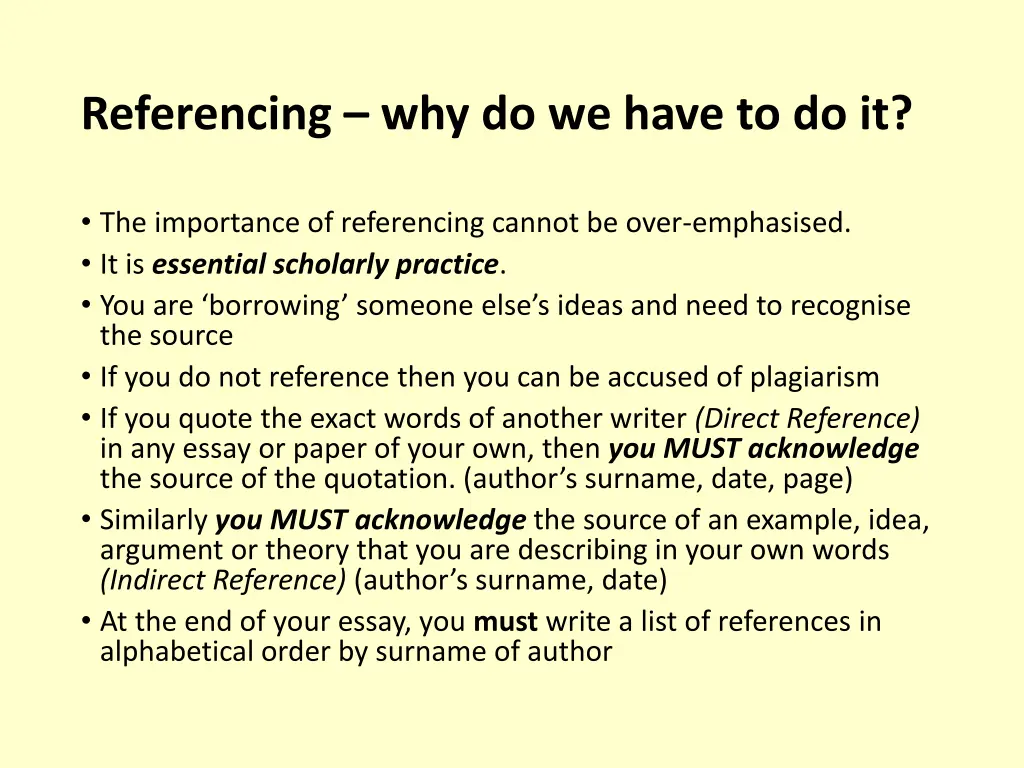 referencing why do we have to do it