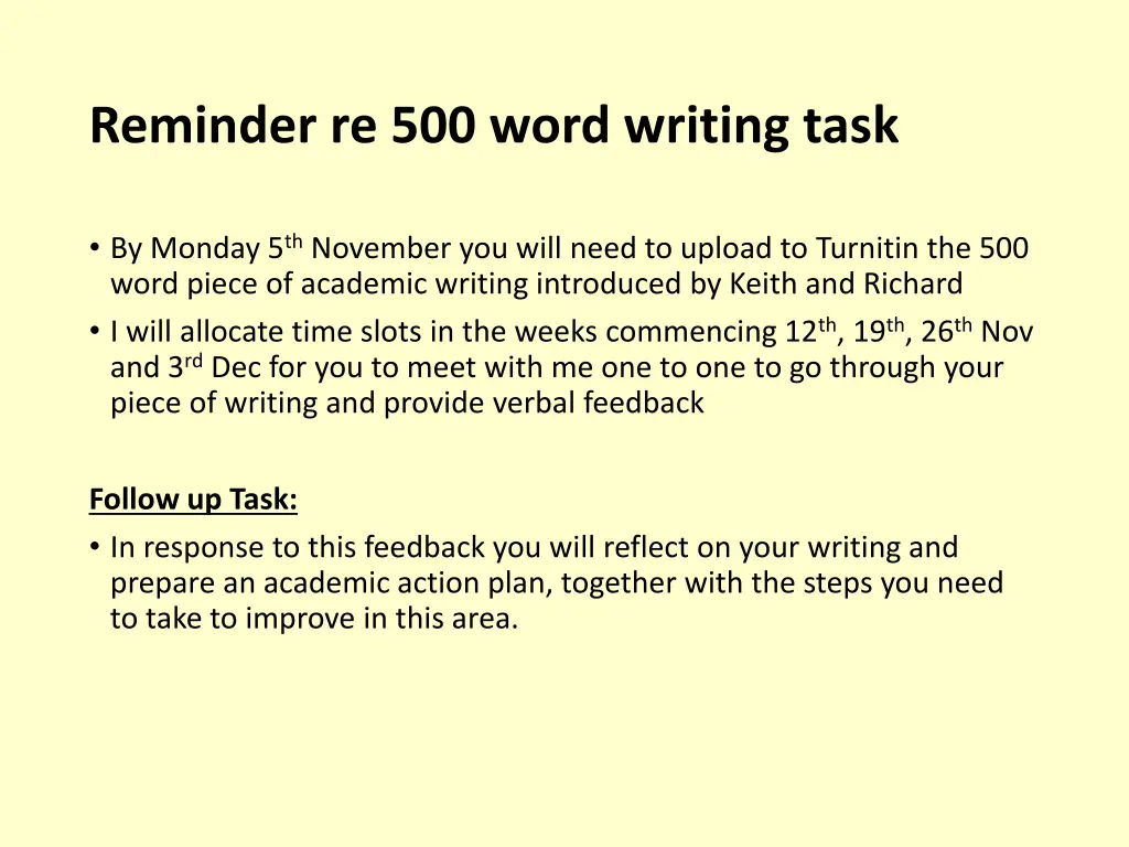 reminder re 500 word writing task