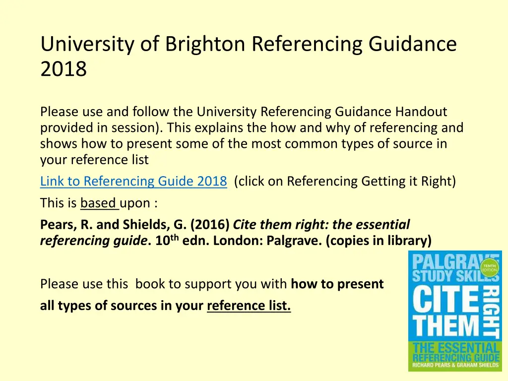 university of brighton referencing guidance 2018