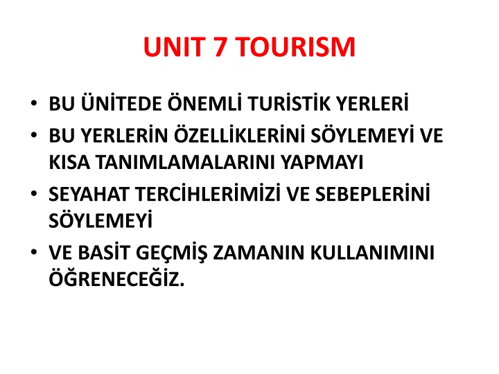 unit 7 tourism