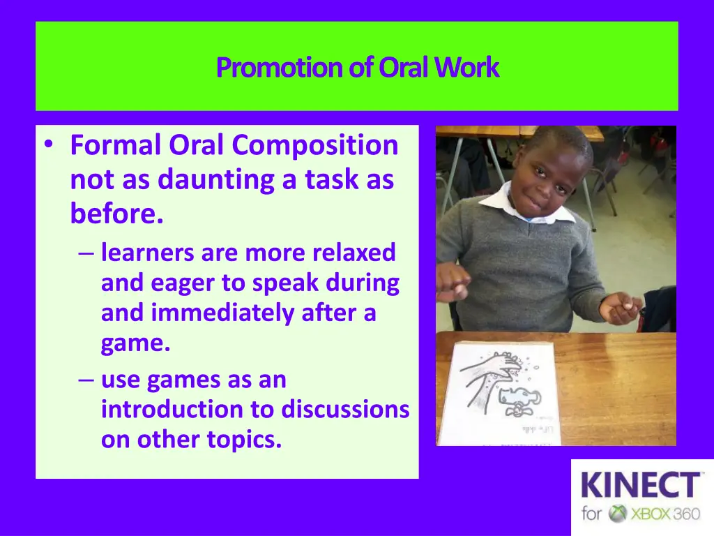 promotion of oral work