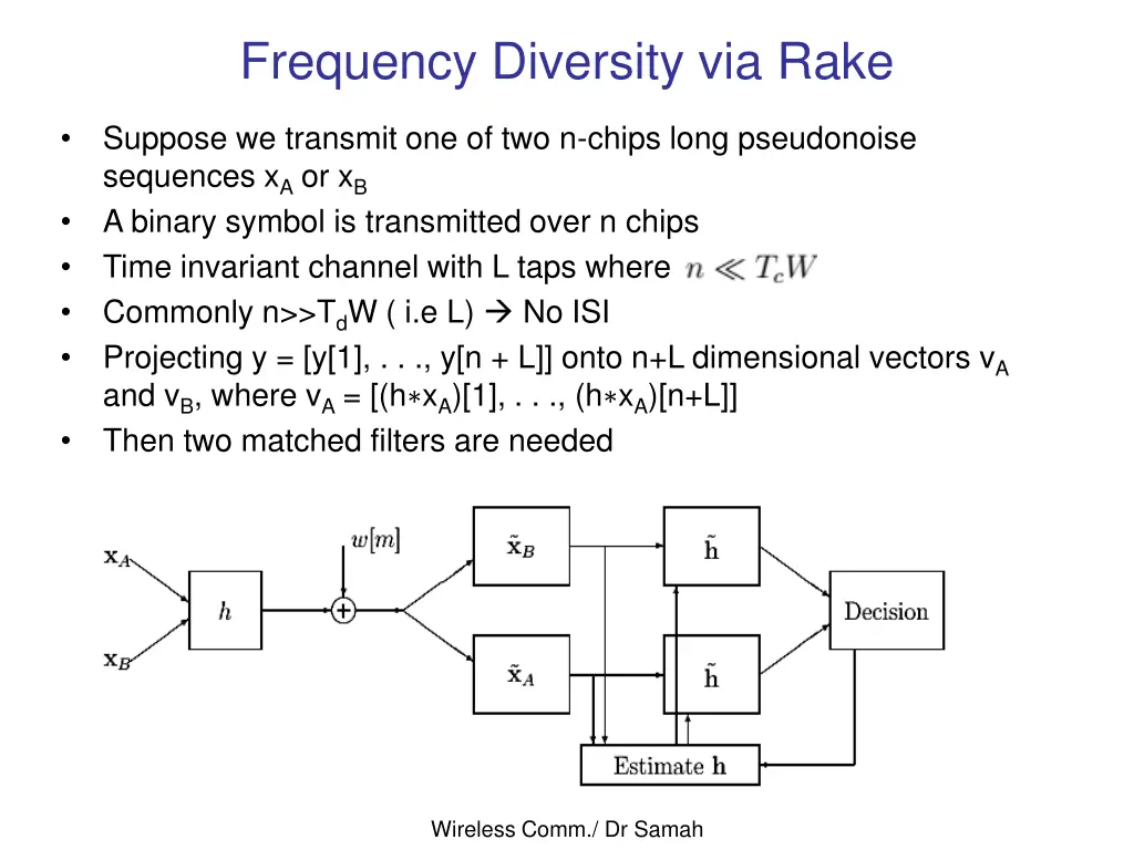 frequency diversity via rake